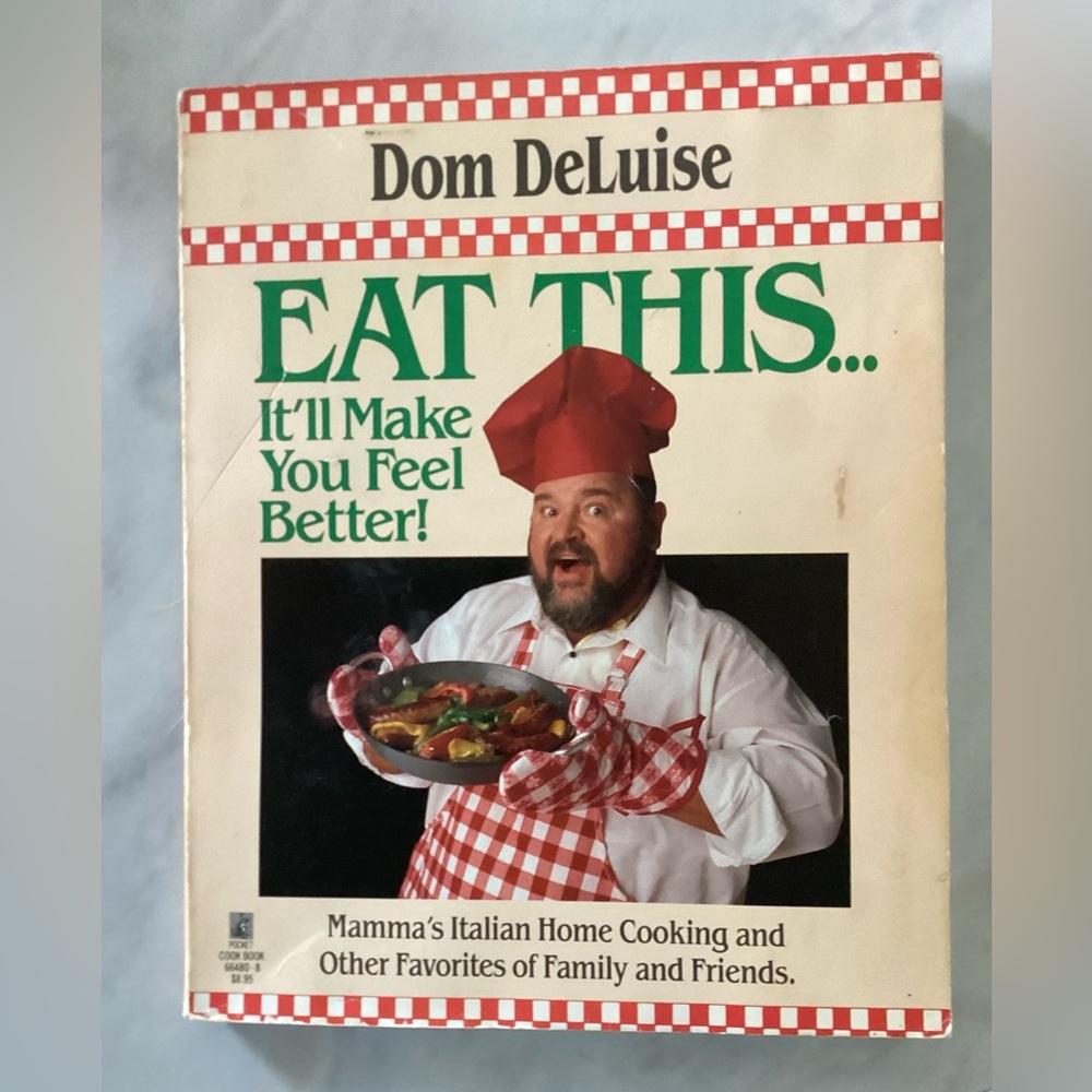Autographed Dom DeLuise cook book.